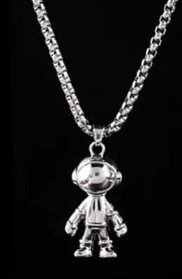 Leeker Cool Space Astronaut  Pendant Stainless Steel Necklace Men Trendy Simple Silver Colour  Jewellery