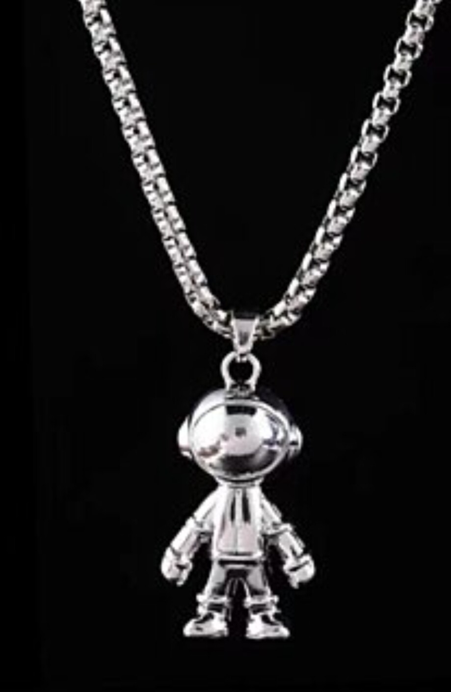 Leeker Cool Space Astronaut  Pendant Stainless Steel Necklace Men Trendy Simple Silver Colour  Jewellery