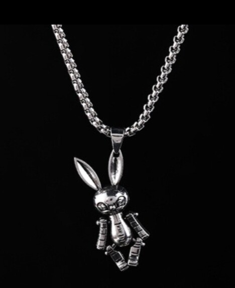 Rabbit Pendant Stainless Steel Necklace Trendy Simple Silver Colour Jewellery