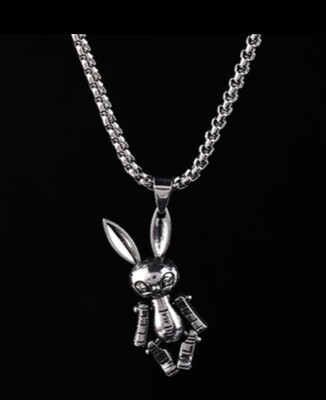 Rabbit Pendant Stainless Steel Necklace Trendy Simple Silver Colour Jewellery