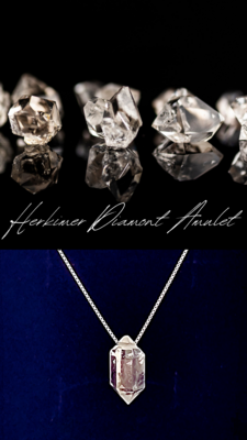 Herkimer  Diamond Amulet Pendant 925 Sterling Silver 