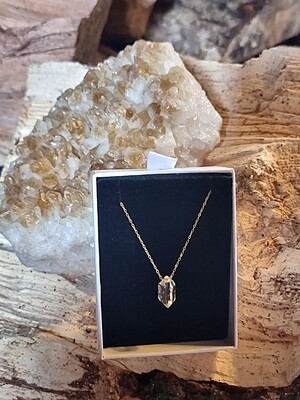 Herkimer  Diamond Amulet Pendant 925 Gold