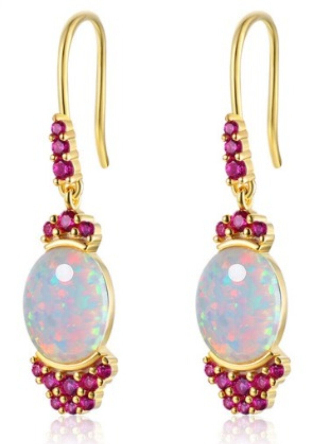 Ethiopian Opal Ruby Crystal Earrings 925 Sterling Silver Gold Filled 