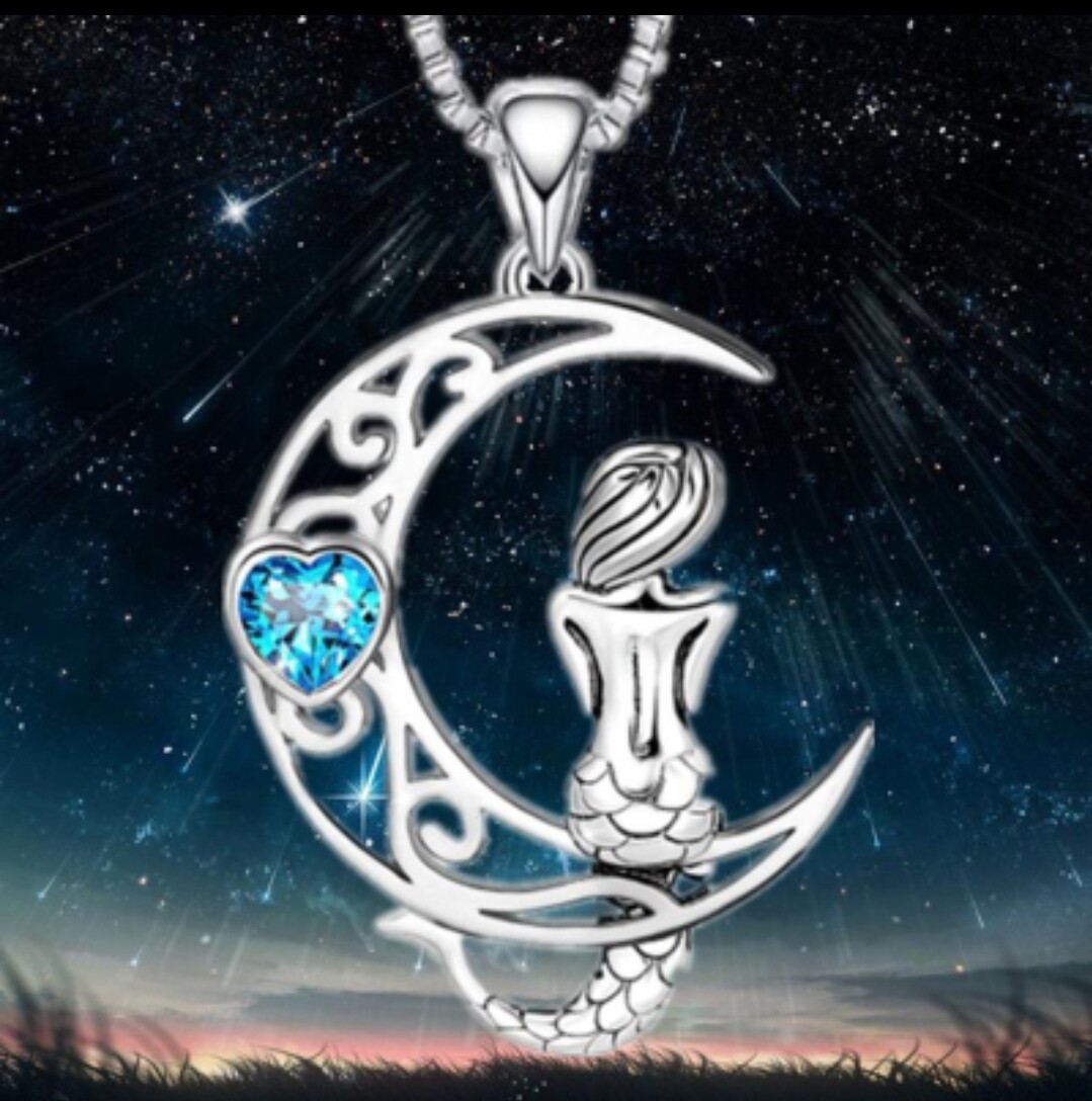 Mermaid Moon Pendant Necklace Jewellery
