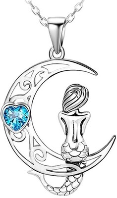 Mermaid Moon Pendant Necklace Jewellery
