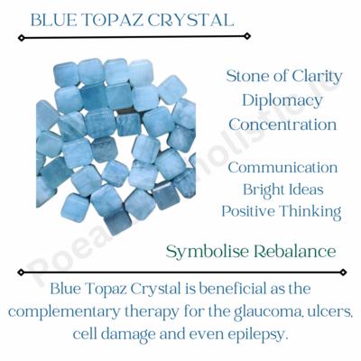 Blue Topaz tumbled crystal. Good Fortune - Inner Strength 