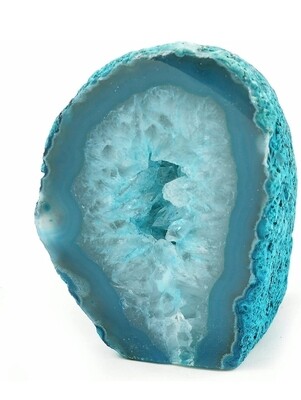 Blue Agate Geode Lamp Crystal Cut Base Lamp Complete - Turquoise