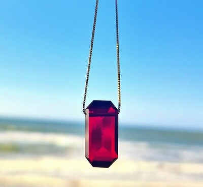 Garnet Amulet Gemstone Pendant Crystal Necklace  