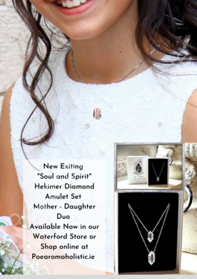 Herkimer Diamond Amulets "Spirit and Soul" Mother - Daughter Duo Set 925 Sterling Silver \ Gold