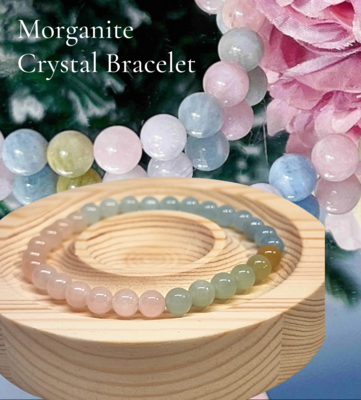 MORGANITE CRYSTAL BEAD BRACELET 6mm 
