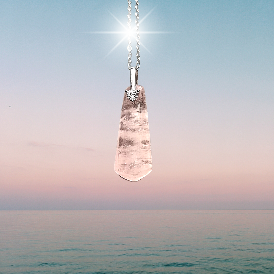 PINK MORGANITE CRYSTAL PENDANT AMULET 