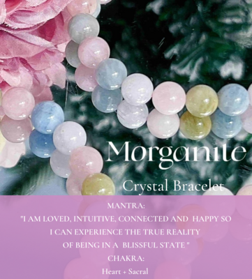 MORGANITE CRYSTAL BEAD BRACELET(10-12mm bead)