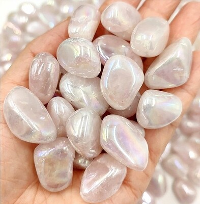 Rose Quartz Crystal Angel Aura Tumbled Stone
