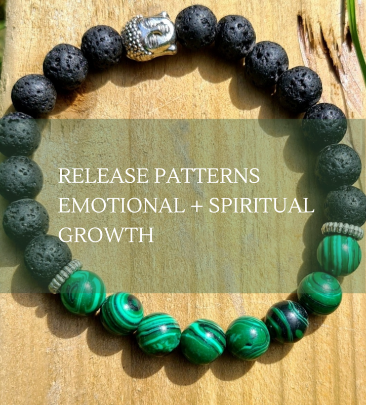 Bracelet Green Malachite - Lava Aromatherapy stone elastic  