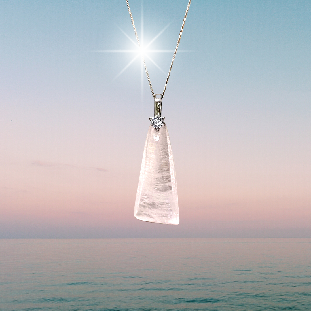 PINK MORGANITE CRYSTAL PENDANT AMULET 
&quot;BLISSFUL LIFE &quot;
