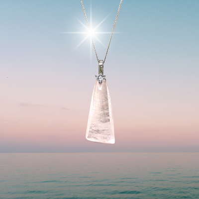 PINK MORGANITE CRYSTAL PENDANT AMULET 
&quot;BLISSFUL LIFE &quot;