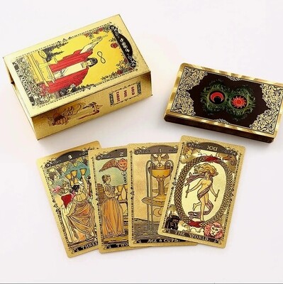 Luxury Gold Foil Tarot Cards Deck 78pcs With Guide Book