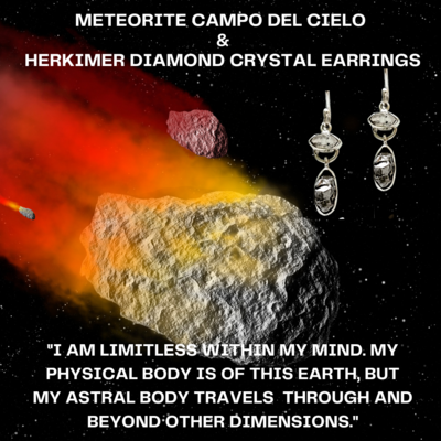 Meteorite Campo Del Cielo &amp; Herkimer Diamond Earrings