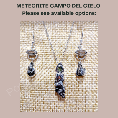 Meteorite Campo Del Cielo Genuine Moldavite Crystal Amulet Necklace Pendant Talisman