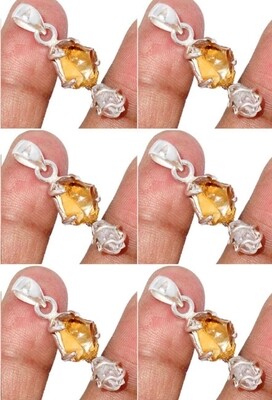 Citrine Crystal Rough with Herkimer Diamond 925 Sterling Silver Necklace Crystal Amulet Pendant Talisman