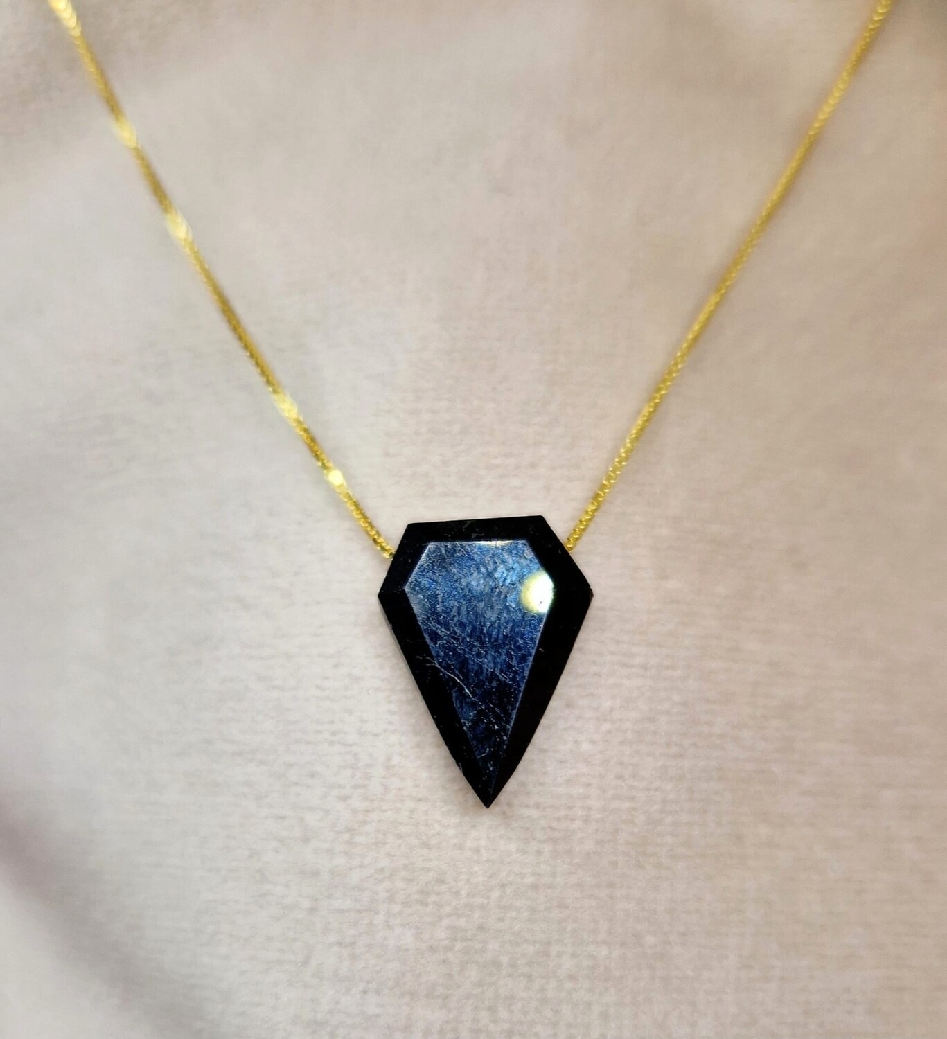 Black Tourmaline Crystal Neckless Amulet Aura Body Protection Amulet Pendant 952 Sterling Silver 