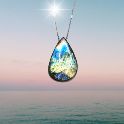 Labradorite Crystal Necklace &quot;Free your Soul and Spirit&quot; Amulet Pendant 925 sterling silver