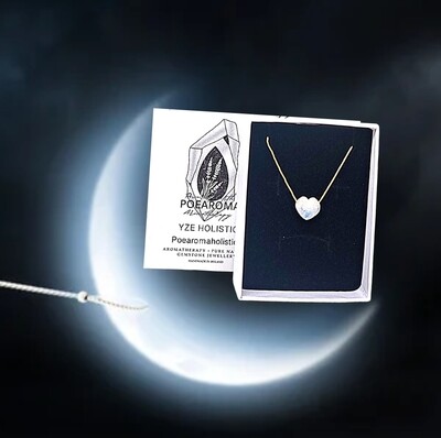 Moonstone Heart Shape Sterling Silver Pendant Crystal Necklace Amulet