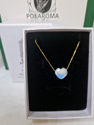 Moonstone Heart Shape Sterling Silver Pendant Crystal Necklace Amulet