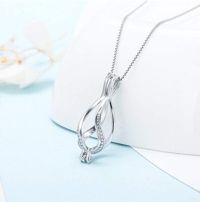 Sterling Silver Twisted Waterdrop Pearl Cage Pendant, Necklace, Pearl, Bead Cage Pendants Necklace Locket Jewelry