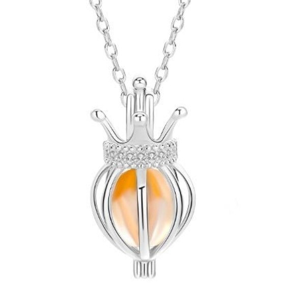 Sterling Silver &quot;The Queen&quot; Waterdrop Bead Pearl Cage Pendant for Women, Bead Cage Pendants Necklace Locket Jewelry