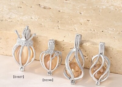 Sterling Silver "The Queen" Waterdrop Bead Pearl Cage Pendant for Women, Bead Cage Pendants Necklace Locket Jewelry