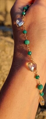 Crystal Necklace "Water Goddess " Emerald Green Tourmaline Citrine Quartz Mother of Nature Collection Amulet 