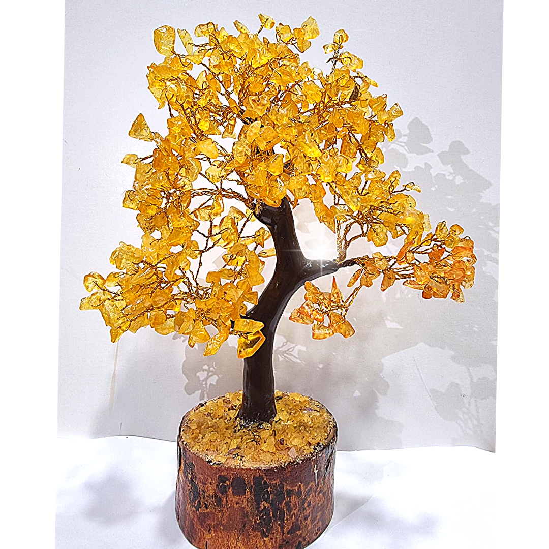 Tree of Life Large Gem Stone Citrine Crystal Tree Crystal Tumbled Stone Feng Shui Tree of Life Gems Money Tree Office Decorations Decoration +- 30 cm