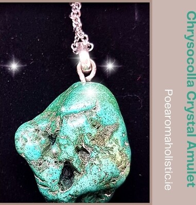 Rough Chrysocolla Pendant Necklace Natural Crystal  
