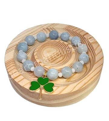 Aquamarine Crystal Bracelet Lucky Clover 