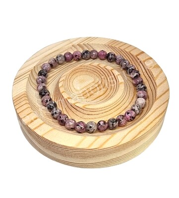 Rhodonite Crystal Bead Bracelet Elastic Natural Healing Stone ±6mm