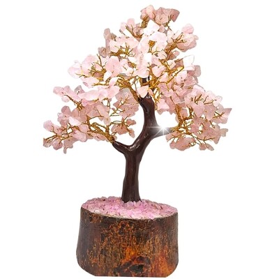 Rose Quartz Crystal Tree of Life Gem Tree Ornament 
