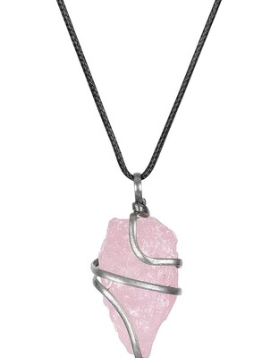 Rose Quartz Crystal Point Pendant Necklace Natural Stone Vintage Jewellery 