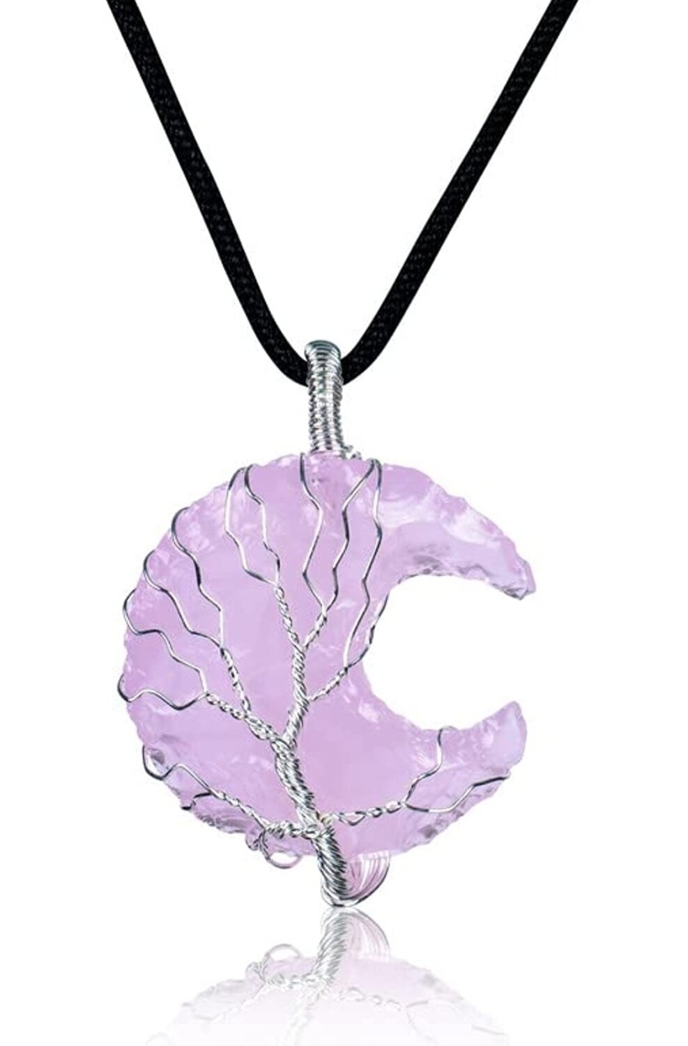 Rose Quartz Necklace Tree of Life Wire Wrapped Talisman 