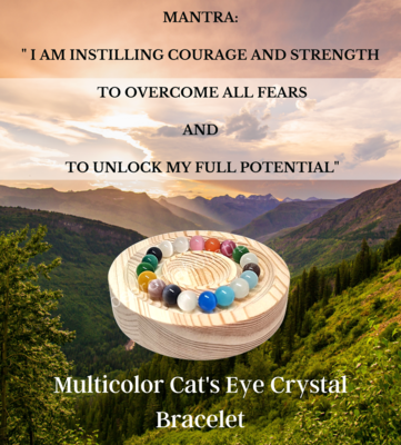 Cats Eye Crystal Bracelet Multicolour Elastic 