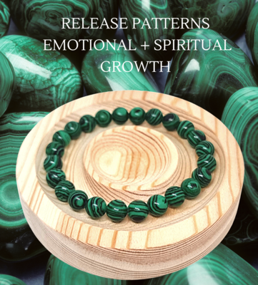 Malachite crystal bead bracelet elastic 