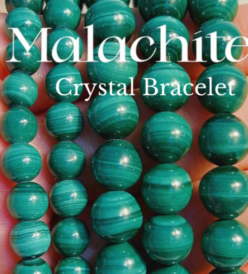 Malachite crystal bead bracelet elastic Genuine stone 