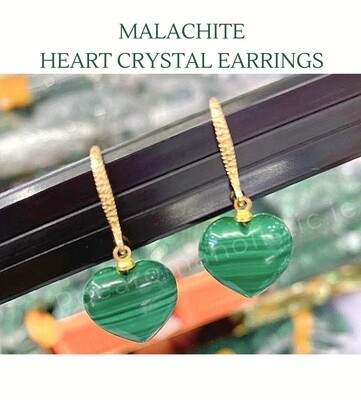 Malachite Heart Crystal Earrings &quot;Euphoria&quot; Crystal Collection 