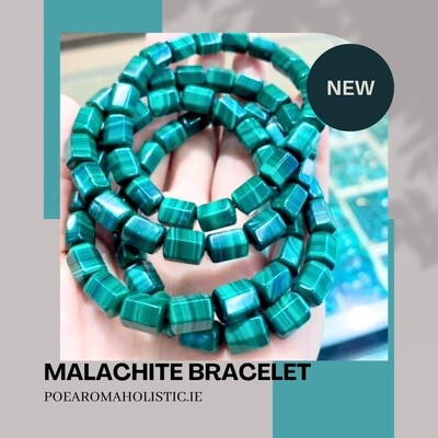 Malachite Crystal Bead Bracelet Heloxahon shape Elastic Genuine Stone 