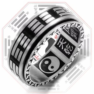 Anxiety Ring Mantra Stainless Steel Men's Ying Yang 