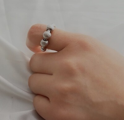 Anxiety '3 Bead' Women's Ring Silver Adjustable 