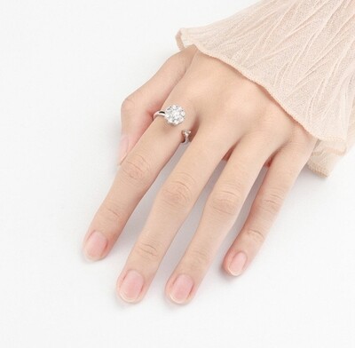 Anxiety 'Flower' Women's Ring 925 Sterling Silver Plated
