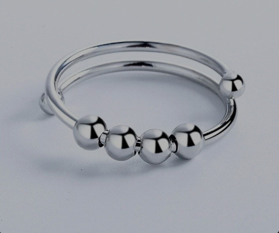 Anxiety &#39;Simple Bead&#39; Women&#39;s Ring Silver 