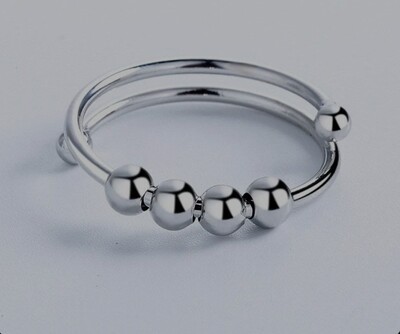 Anxiety &#39;Simple Bead&#39; Women&#39;s Ring Silver 