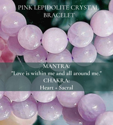 Lepidolite Pink Crystal Bracelet Elastic ±8mm